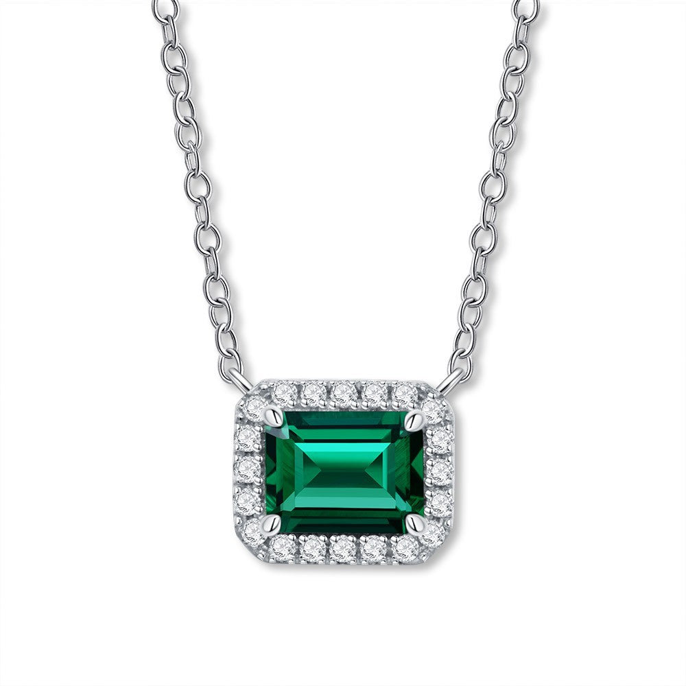 1 Carat Mini Green Lab-Created Emerald Halo Pendant | Minimalism Style Gift For Her