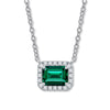 1 Carat Mini Green Lab-Created Emerald Halo Pendant | Minimalism Style Gift For Her