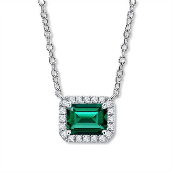 1 Carat Mini Green Lab-Created Emerald Halo Pendant | Minimalism Style Gift For Her