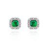 2 Carat Emerald-Cut Green Doublet Emerald Earring | Minimalism Halo Design for Elegance