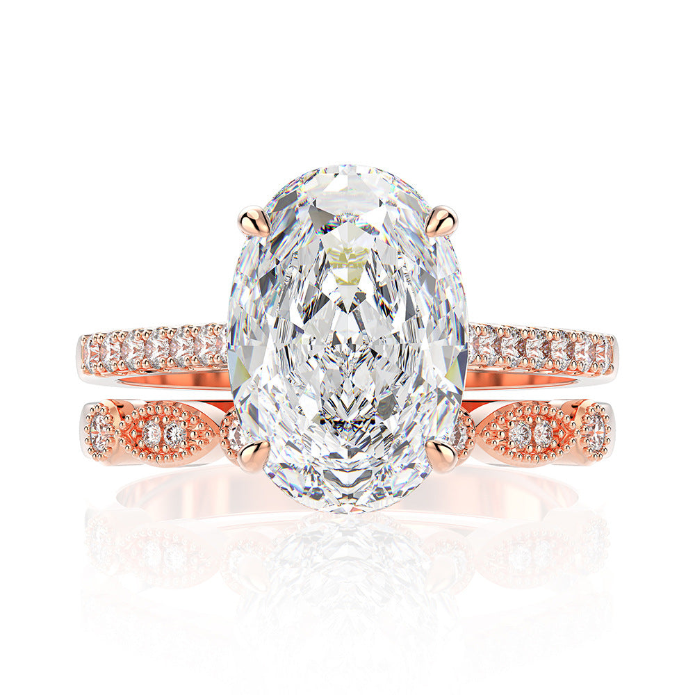 2 Carat Oval Shape D Color Lab-Created Diamond Wedding Ring Set | Luxury Halo Design for Timeless Love