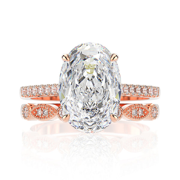 2 Carat Oval Shape D Color Lab-Created Diamond Wedding Ring Set | Luxury Halo Design for Timeless Love
