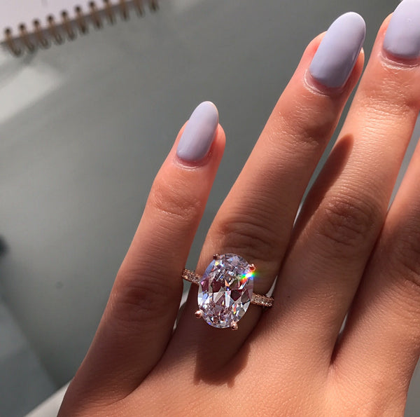 2 Carat Oval Shape D Color Lab-Created Diamond Wedding Ring Set | Luxury Halo Design for Timeless Love
