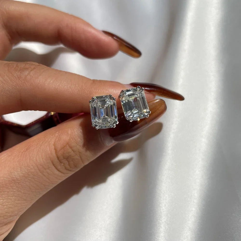 4 Carat D-Color Emerald Cut Lab-Grown Diamond Stud Earring | Crafted In Luxurious Design