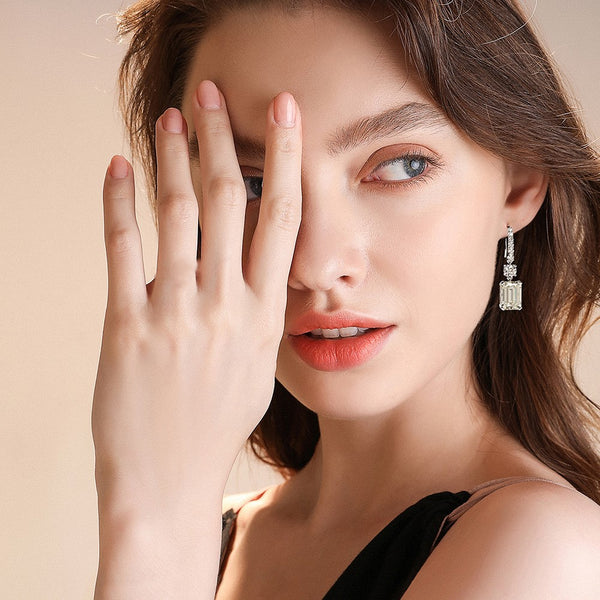 6 Carat Brilliant Emerald Cut Long Tassel Lab-Created Diamond Earring | Minimalist Earring For Her
