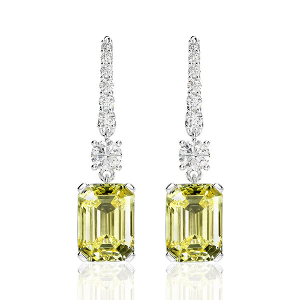 6 Carat Brilliant Emerald Cut Long Tassel Lab-Created Diamond Earring | Minimalist Earring For Her