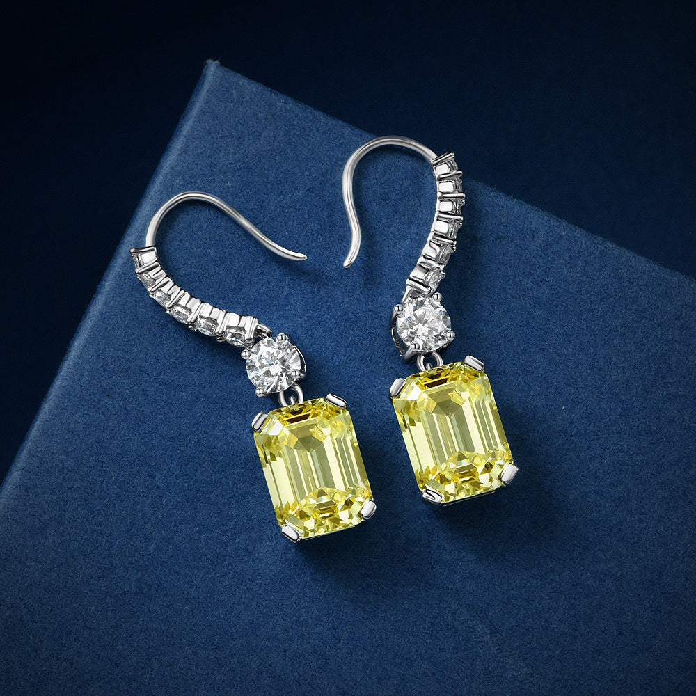 6 Carat Brilliant Emerald Cut Long Tassel Lab-Created Diamond Ring | Minimalist Earring For Her