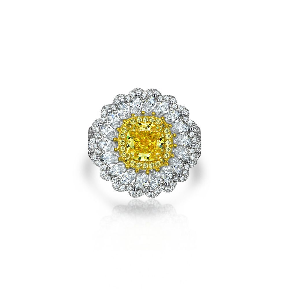 Discover our 6-carat Cushion-cut Daisy Flower diamond ring, featuring a stunning halo design. Perfect for weddings, anniversaries, and special moments.