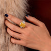 10 Carat Canary Yellow Brilliant Emerald Cut Lab-Grown Diamond Anniversary Ring |Three Stone Ring