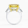 10 Carat Canary Yellow Brilliant Emerald Cut Lab-Grown Diamond Anniversary Ring |Three Stone Ring