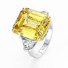 10 Carat Canary Yellow Brilliant Emerald Cut Lab-Grown Diamond Anniversary Ring |Three Stone Ring