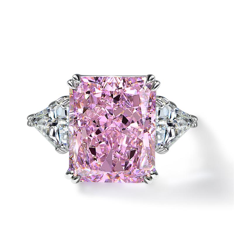 10 Carat Vivid Pink Brillant Cut Diamond Anniversary Ring |Three Stone Ring