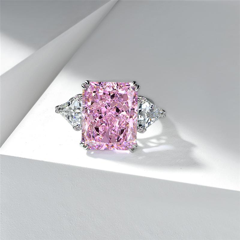 10 Carat Vivid Pink Brillant Cut Diamond Anniversary Ring |Three Stone Ring