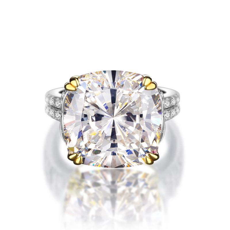 12-carat cushion-cut D color diamond ring with a solitaire halo design, ideal for luxury engagement and timeless elegance.