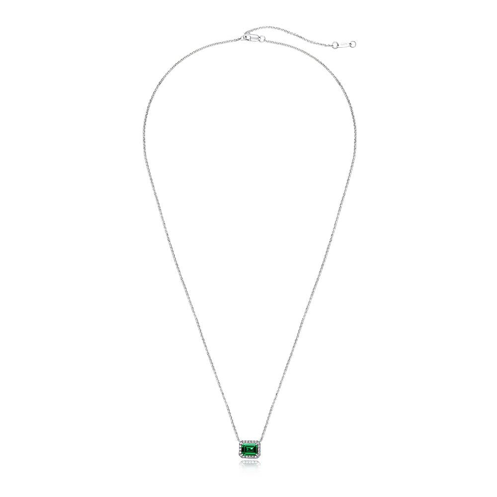 1 Carat Mini Green Lab-Created Emerald Halo Pendant | Minimalism Style Gift For Her