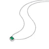 1 Carat Mini Green Lab-Created Emerald Halo Pendant | Minimalism Style Gift For Her
