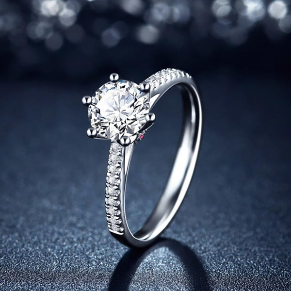 1 Carat Round Brillant Cut D Color Lab-Grown Diamond Ring