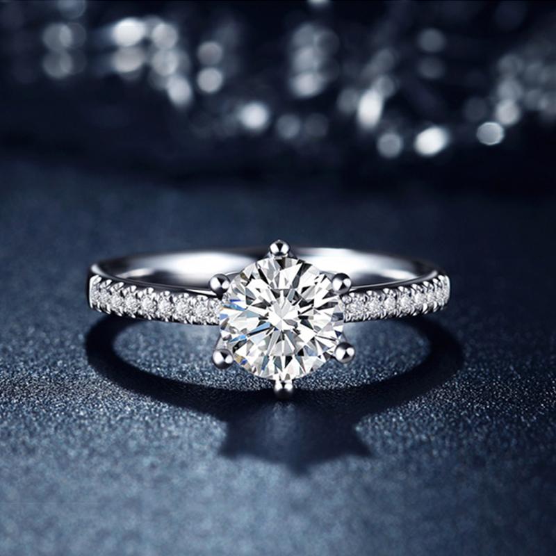 1 Carat Round Brillant Cut D Color Lab-Grown Diamond Ring