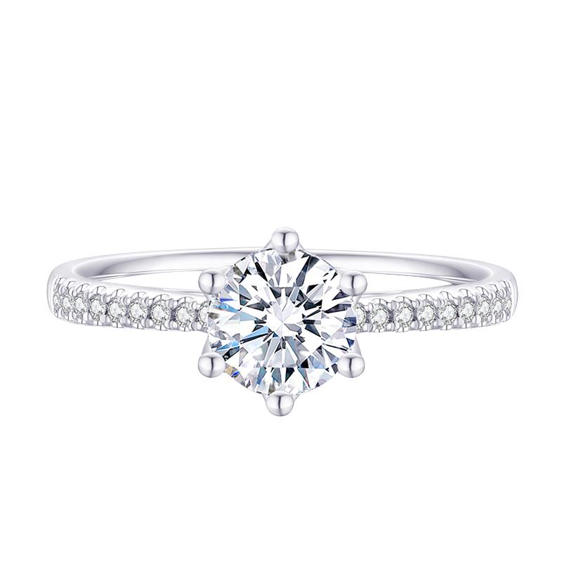 1 Carat Round Brillant Cut D Color Lab-Grown Diamond Ring