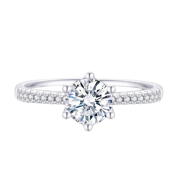 1 Carat Round Brillant Cut D Color Lab-Grown Diamond Ring