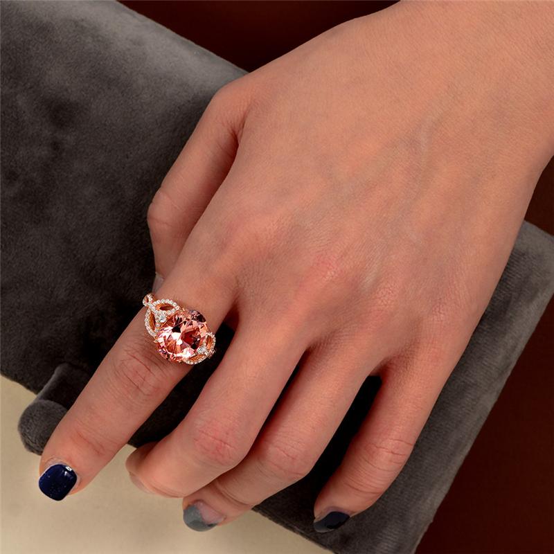 2.5 Carat Oval Cut Peach-Pink Morganite Ring in Rose Color Setting | Romantic Vintage-Inspired Engagement Ring