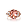 2.5 Carat Oval Cut Peach-Pink Morganite Ring in Rose Color Setting | Romantic Vintage-Inspired Engagement Ring