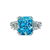 2.5 Carat Rectangular-Cut Ocean-Blue Aquamarine Ring with Step-Cut Diamonds and White Gold Band, Modern Statement Jewelry Design