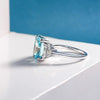 2.5 Carat Rectangular-Cut Ocean-Blue Aquamarine Ring with Step-Cut Diamonds and White Gold Band, Modern Statement Jewelry Design