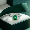 2.5 Carat Vivid Green Lab-Created Emerald Halo Ring Elegant Engagements Proposal