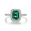 2.5 Carat Vivid Green Lab-Created Emerald Halo Ring Elegant Engagements Proposal