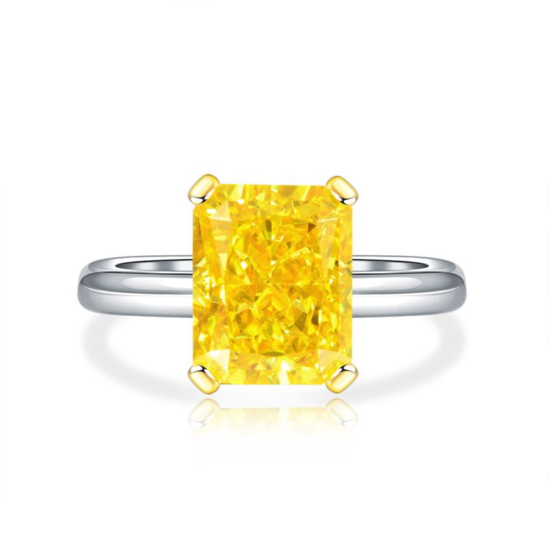 2 Carat Brilliant Radiant Cut Vivid Yellow Lab-Created Diamond Ring | Minimalist Best Solitaire Engagement Ring