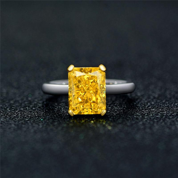 2 Carat Brilliant Radiant Cut Vivid Yellow Lab-Created Diamond Ring | Minimalist Best Solitaire Engagement Ring