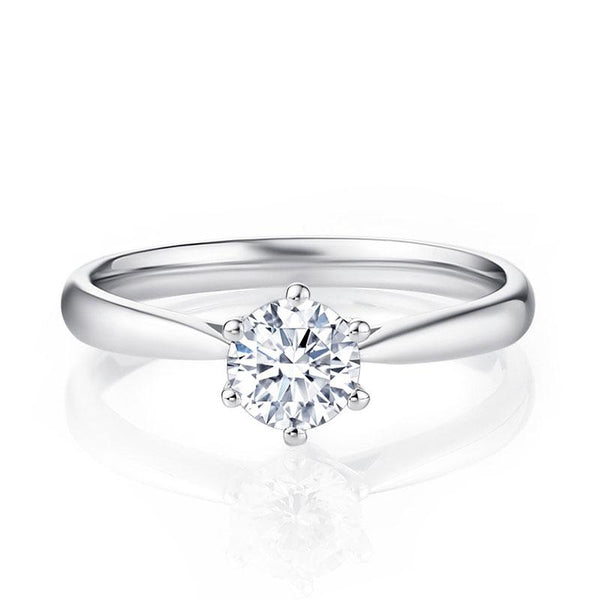2 Carat Brilliant Round D Color Lab-Grown Six Prong Solitaire Engagement Ring