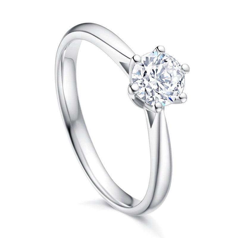 2 Carat Brilliant Round D Color Lab-Grown Six Prong Solitaire Engagement Ring