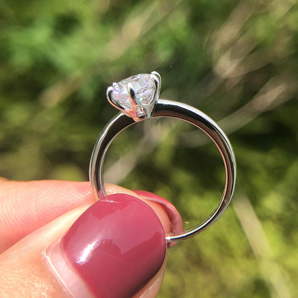 2 Carat Brilliant Round D Color Lab-Grown Six Prong Solitaire Engagement Ring