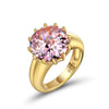 2-carat brilliant round vivid pink simulated diamond solitaire ring with minimalist design, ideal for luxury engagements and timeless elegance.