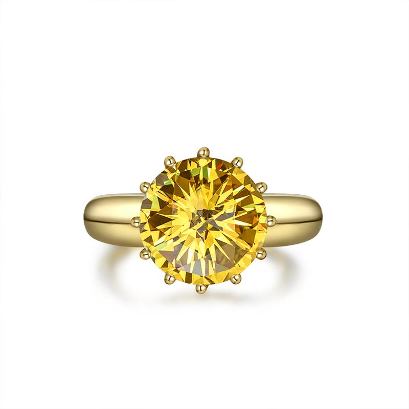 2-carat brilliant round canary yellow lab-grown diamond solitaire ring with minimalist design, ideal for luxury engagements and timeless elegance.