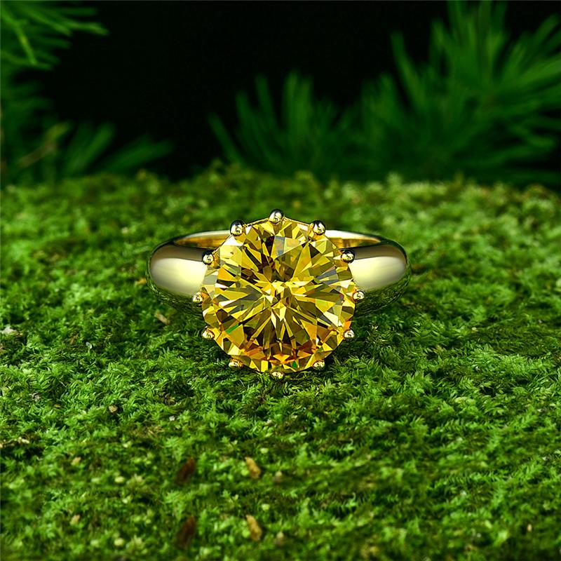 2-carat brilliant round canary yellow lab-grown diamond solitaire ring with minimalist design, ideal for luxury engagements and timeless elegance.