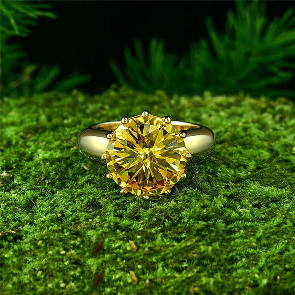 2-carat brilliant round canary yellow lab-grown diamond solitaire ring with minimalist design, ideal for luxury engagements and timeless elegance.