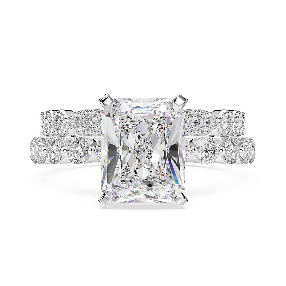 2-carat D-color cushion-cut diamond wedding ring set with luxury halo design, perfect for engagements and weddings.