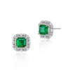 2 Carat Emerald-Cut Green Doublet Emerald Earring | Minimalism Halo Design for Elegance