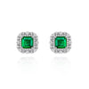 2 Carat Emerald-Cut Green Doublet Emerald Earring | Minimalism Halo Design for Elegance