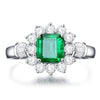 2 Carat Emerald-Cut Green Doublet Emerald Ring | Best Engagement Halo Design for Elegance Ring