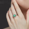 2 Carat Emerald-Cut Green Doublet Emerald Ring | Best Engagement Halo Design for Elegance Ring