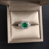 2 Carat Emerald-Cut Green Doublet Emerald Ring | Best Engagement Halo Design for Elegance Ring