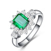2 Carat Emerald-Cut Green Doublet Emerald Ring | Best Engagement Halo Design for Elegance Ring