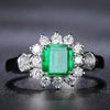 2 Carat Emerald-Cut Green Doublet Emerald Ring | Best Engagement Halo Design for Elegance Ring