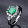 2 Carat Emerald-Cut Green Doublet Emerald Ring | Best Engagement Halo Design for Elegance Ring
