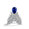 2 Carat Genuine Lab-Grown Pear-Shaped Blue Sapphire Ring | Luxury Angel Wing Style | Best Gift For Her