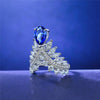 2 Carat Genuine Lab-Grown Pear-Shaped Blue Sapphire Ring | Luxury Angel Wing Style | Best Gift For Her